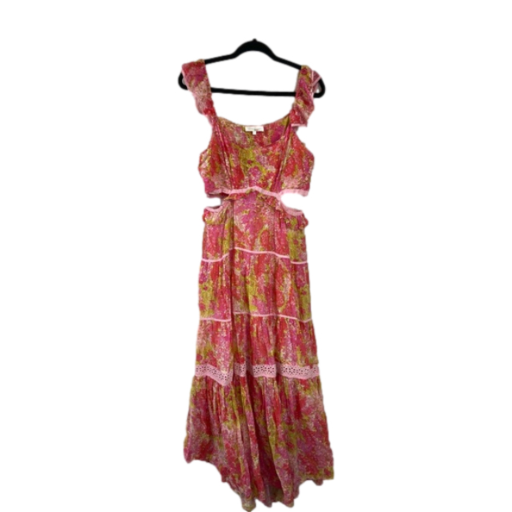 LoveShackFancy Madsen Dress size L cotton silk blend cutout maxi dress